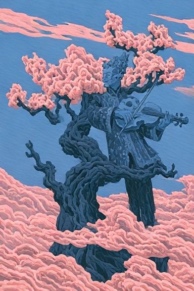 Cherry Blossom Violin Tree Print. poster detail