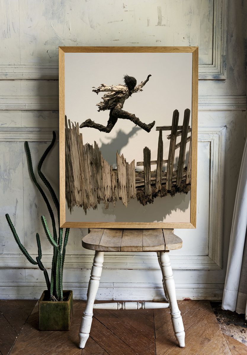 Leaping Figure Sculpture Print. room preview
