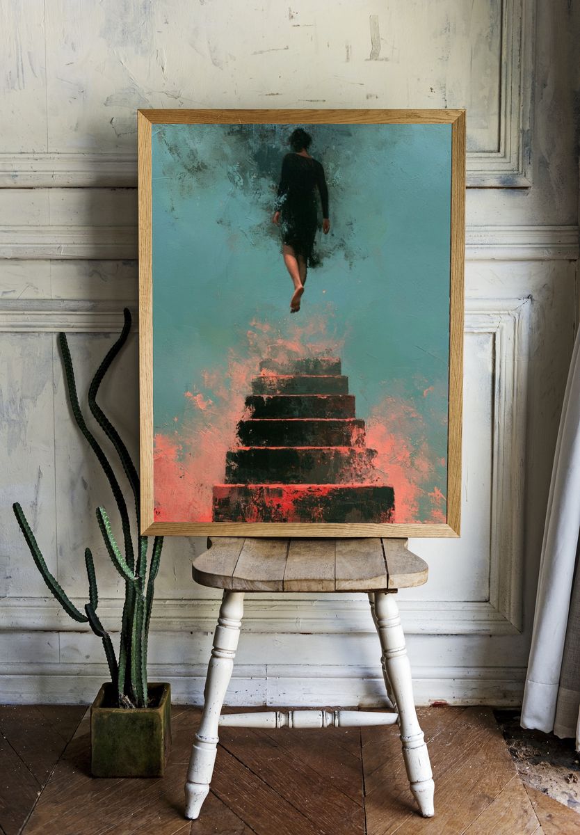 Floating Figure Surrealism Print. — room view 1