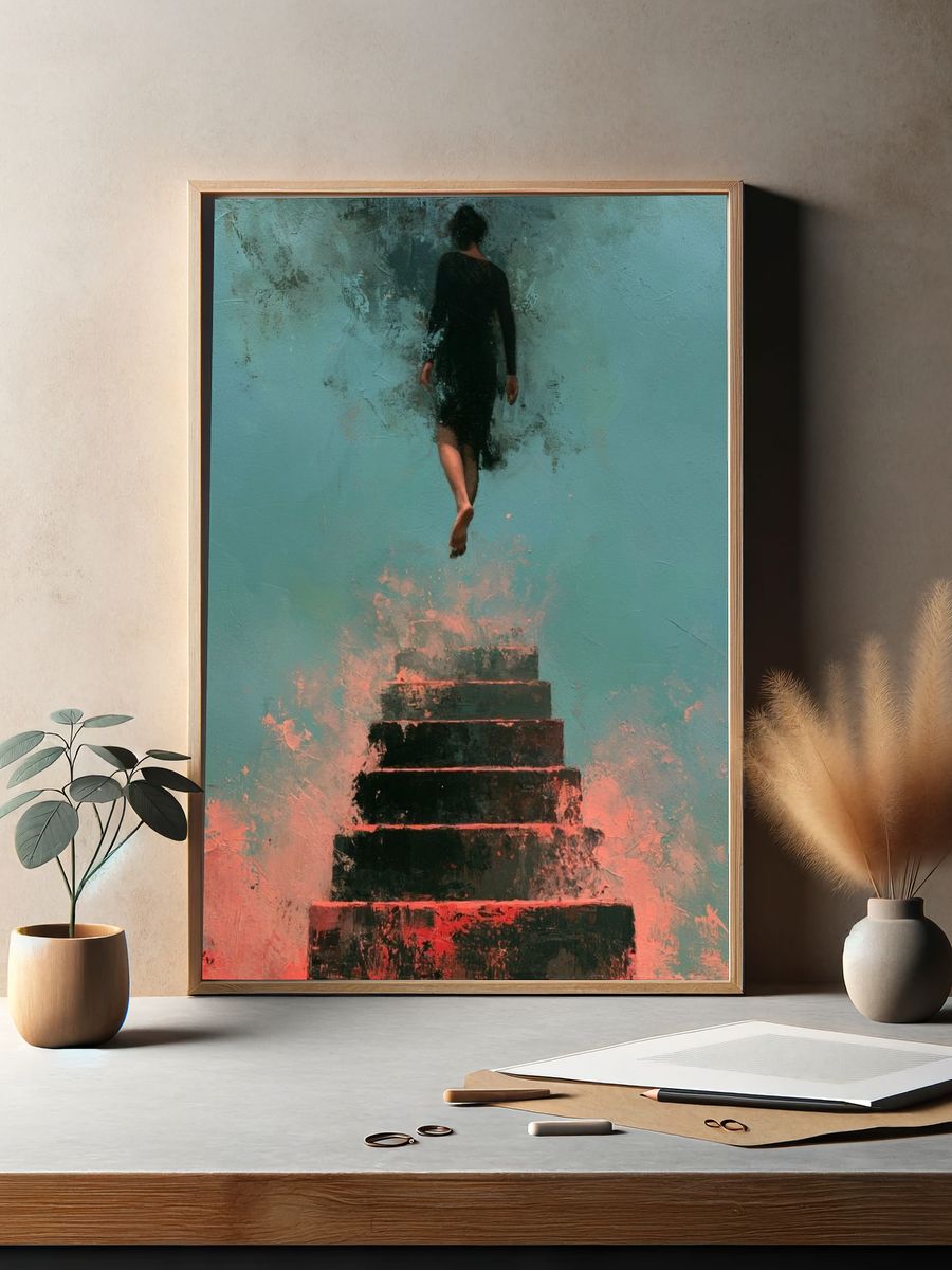 Floating Figure Surrealism Print. — room view 2
