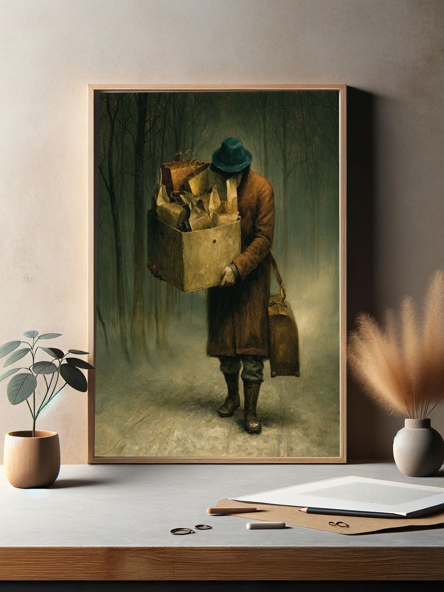 Misty Forest Wanderer Fine-Art Poster. — room view 2
