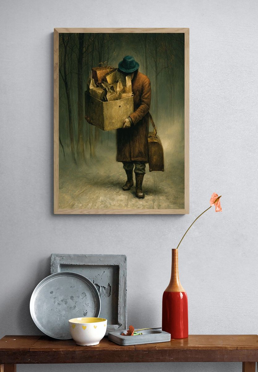 Misty Forest Wanderer Fine-Art Poster. — room view 3