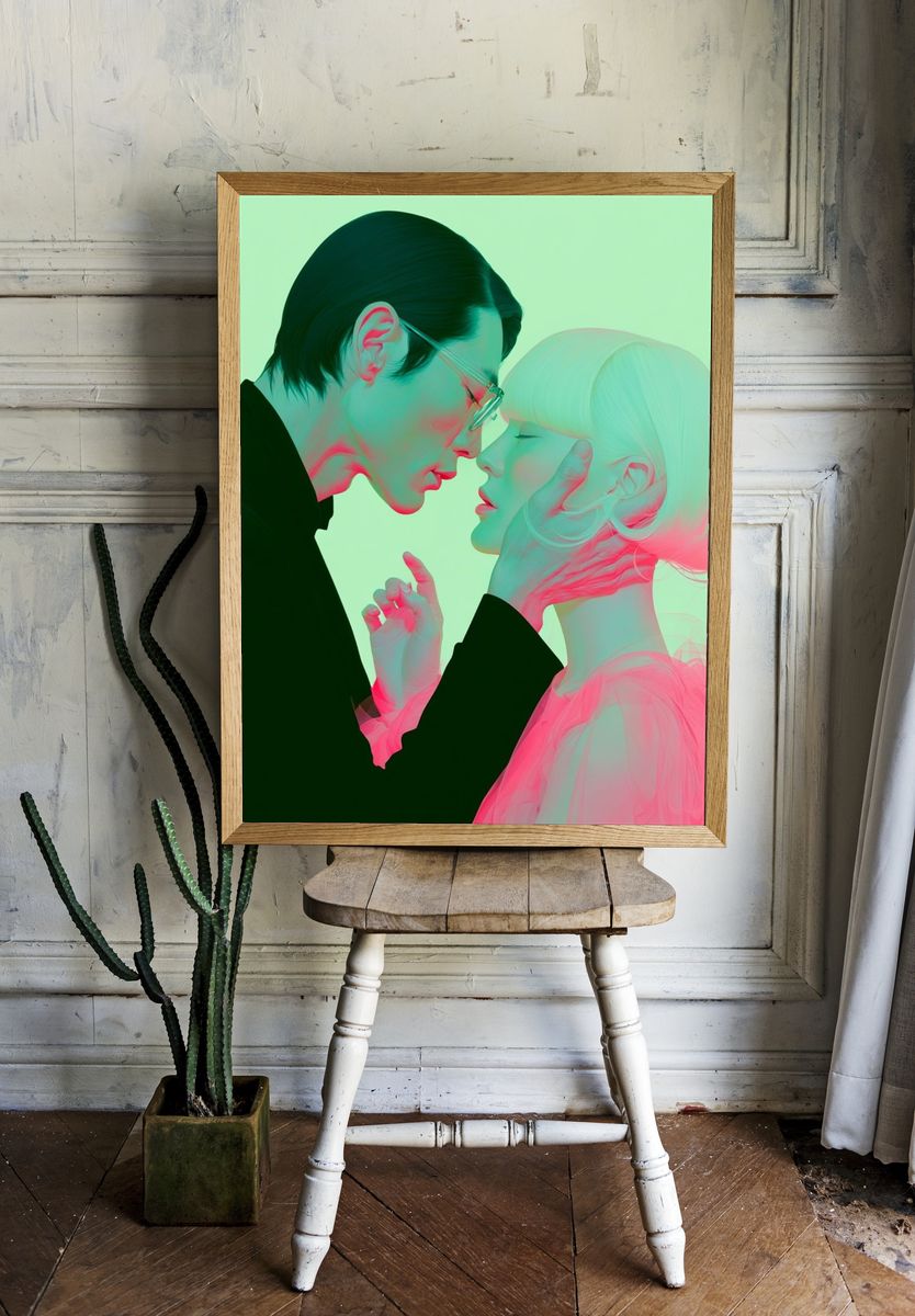 Neon Lovers Surrealism Poster. — room view 1