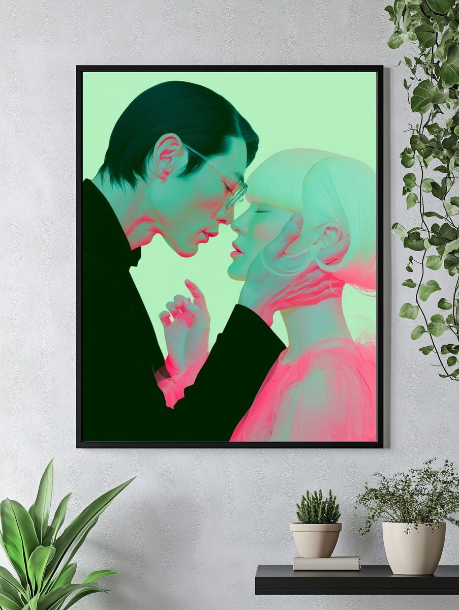 Neon Lovers Surrealism Poster. — room view 4