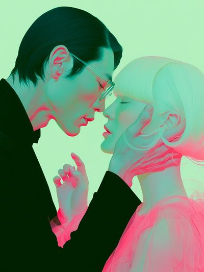 Neon Lovers Surrealism Poster.