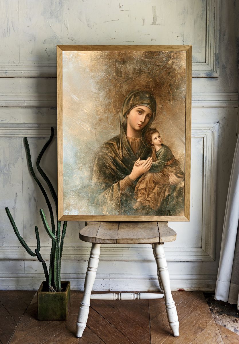 Madonna and Child Renaissance Print. room preview
