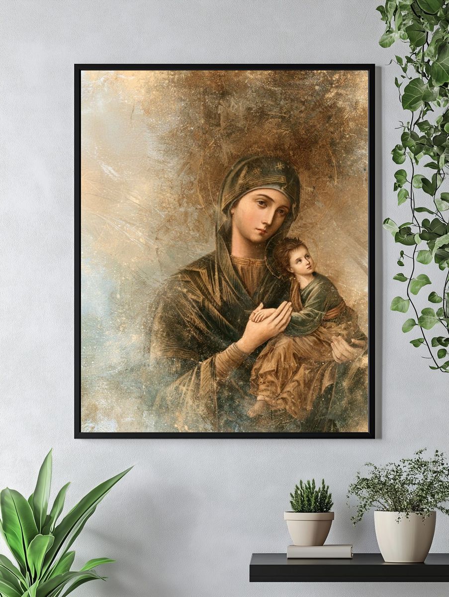 Madonna and Child Renaissance Print. — room view 4
