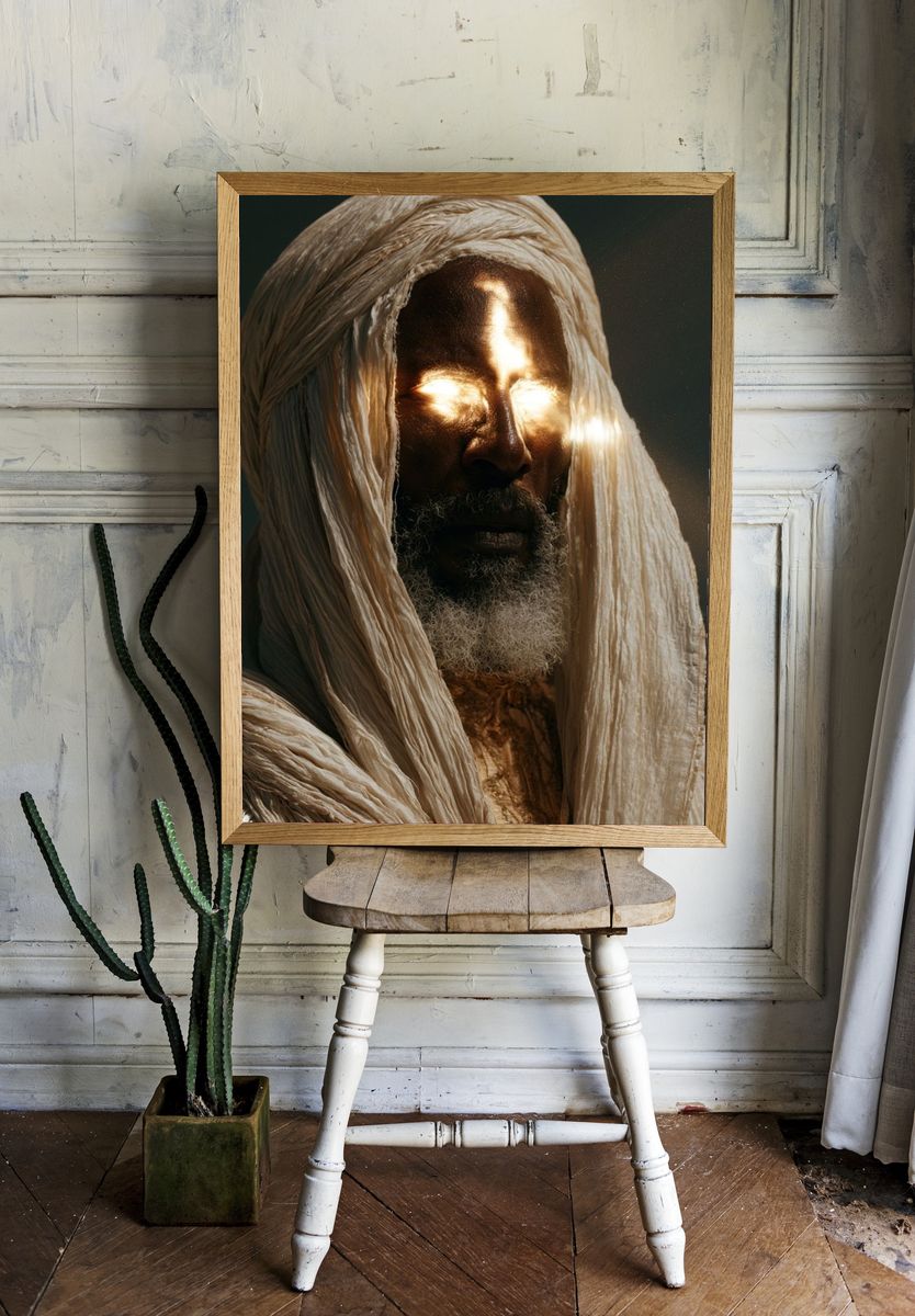 Radiant Hooded Portrait Print. room preview