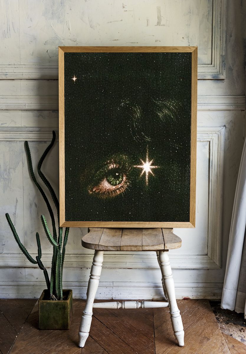 Cosmic Eye Surrealism Print. room preview