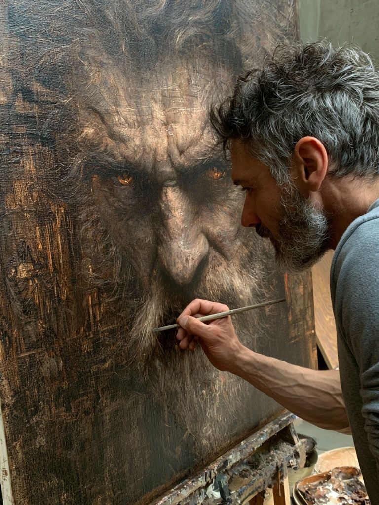 Artist Painting Portrait Poster. poster — fine-art art