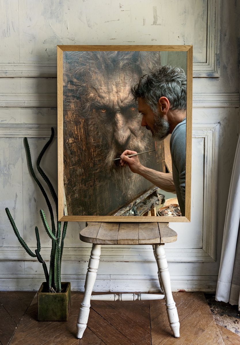 Artist Painting Portrait Poster. room preview
