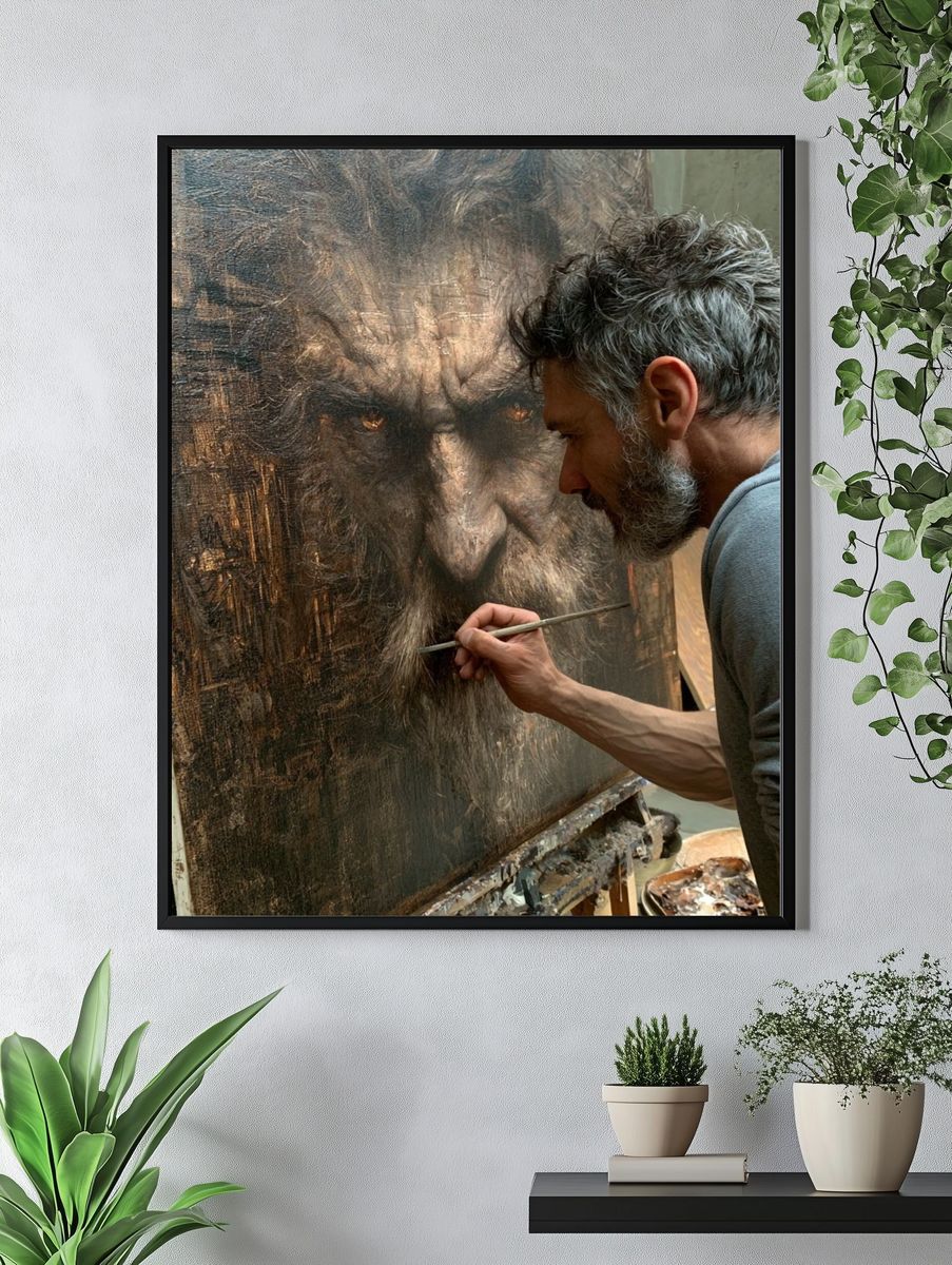 Artist Painting Portrait Poster. — room view 4