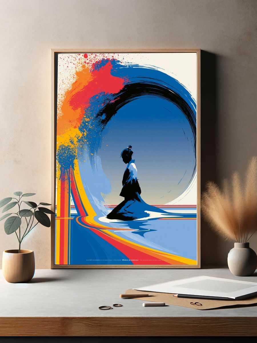Abstract Samurai Silhouette Poster. — room view 2