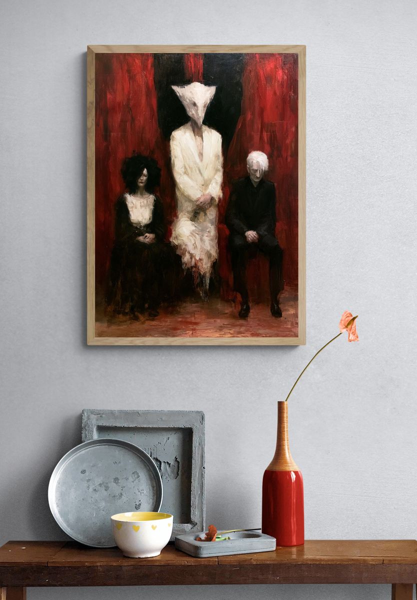 Surreal Red Figures Fine-Art Poster. — room view 3