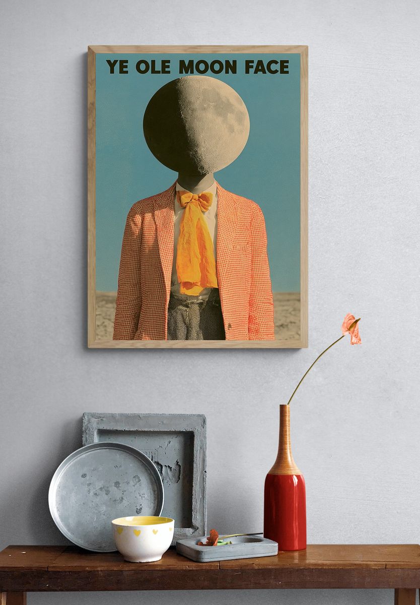 Ye Ole Moon Face Surrealism Poster. — room view 3