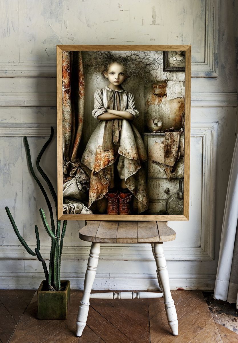 Gothic Doll Portrait Print. room preview