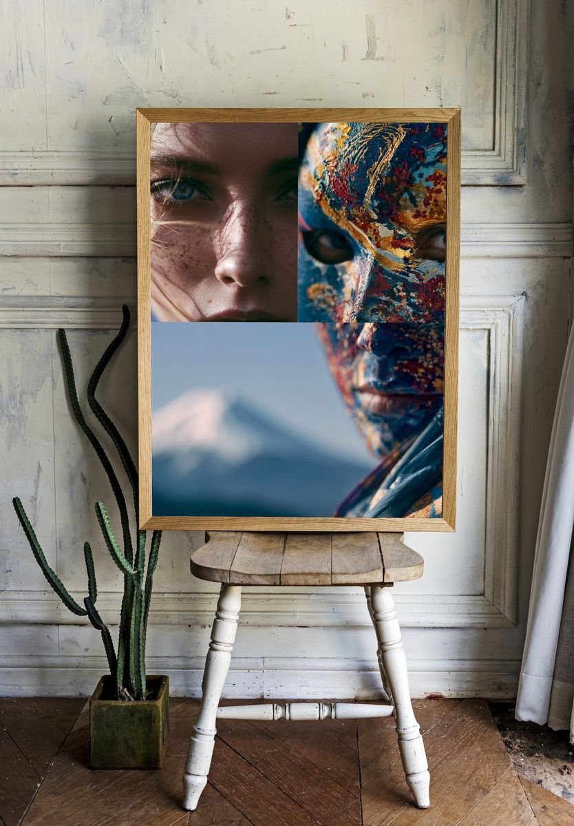 Painted Faces Portrait Print. room preview
