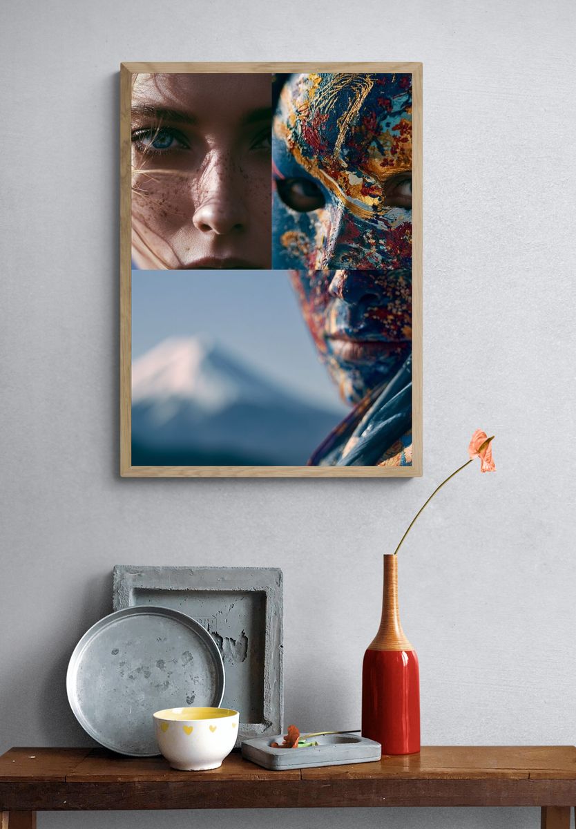 Painted Faces Portrait Print. — room view 3