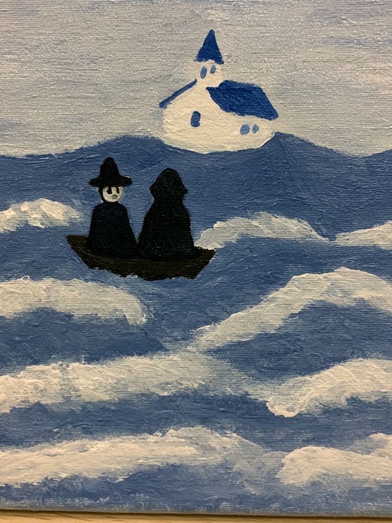 Cloud Boat Folk Art Print. poster detail