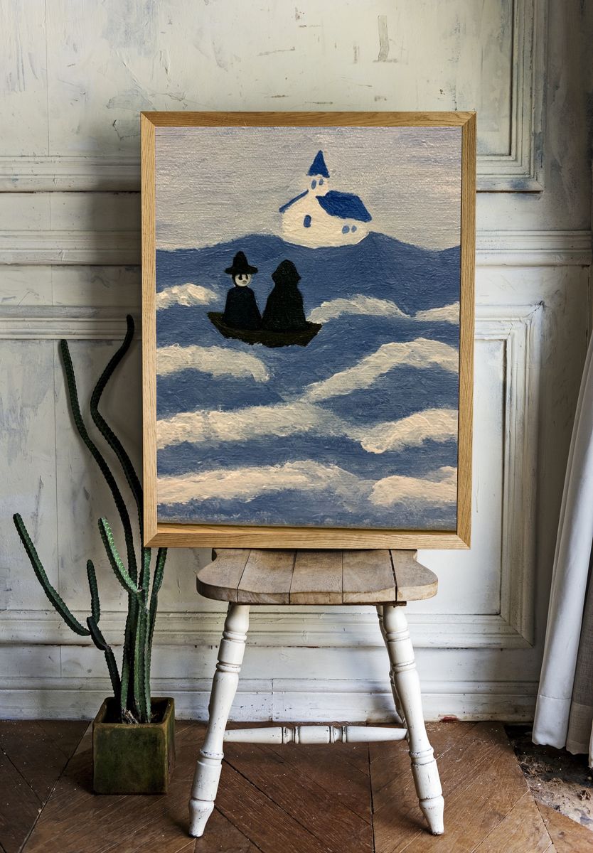 Cloud Boat Folk Art Print. — room view 1