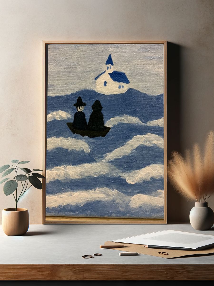 Cloud Boat Folk Art Print. — room view 2