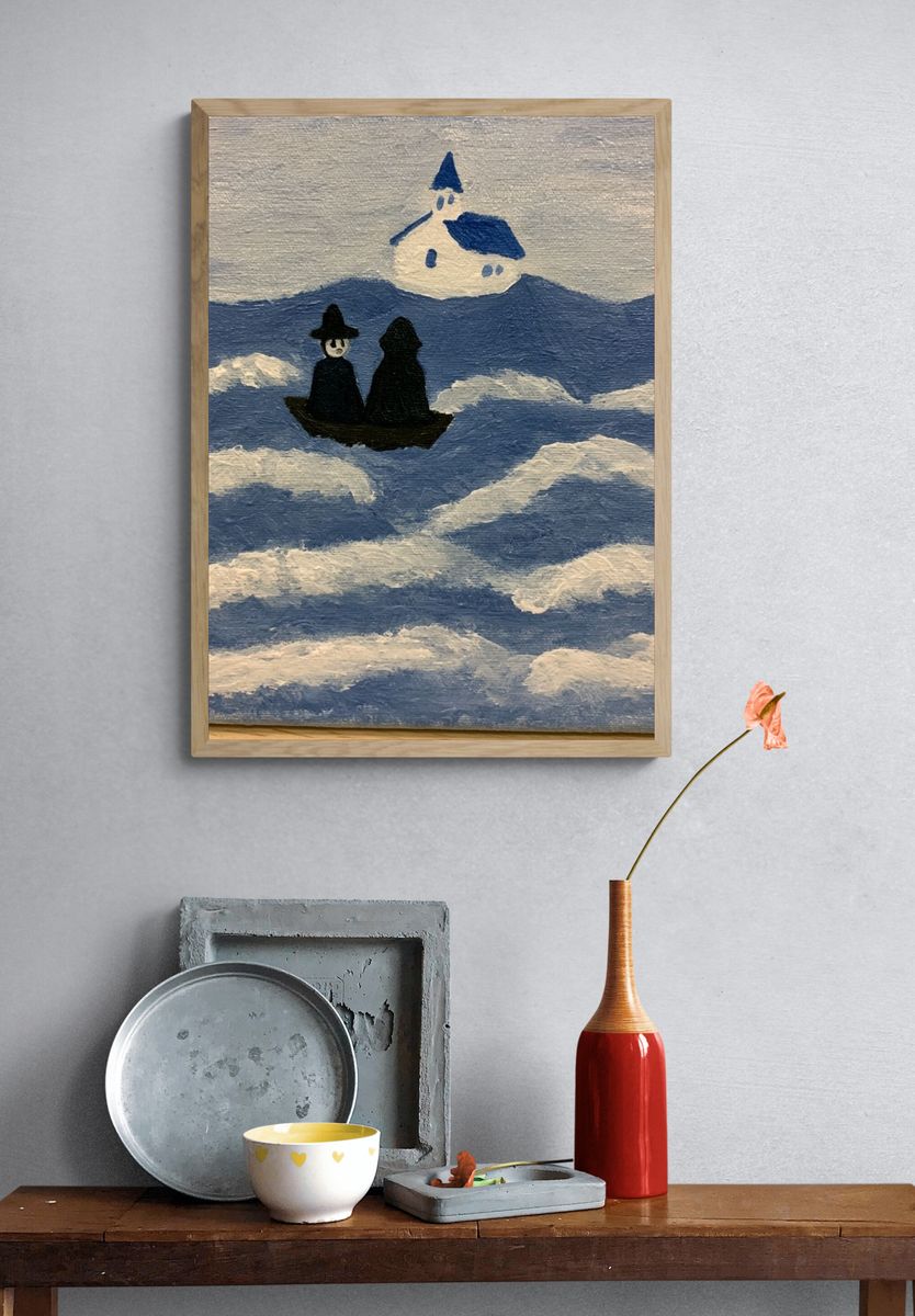 Cloud Boat Folk Art Print. — room view 3
