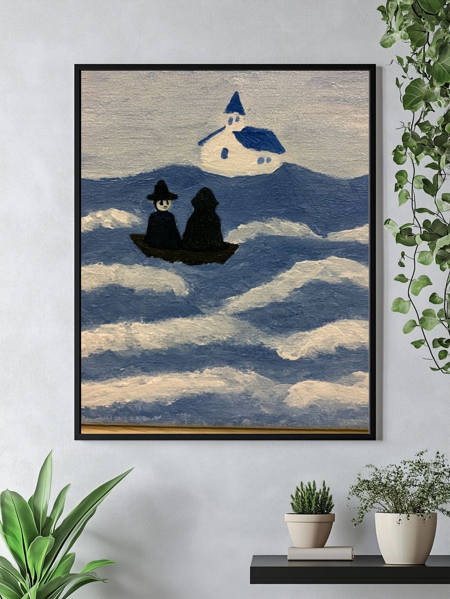 Cloud Boat Folk Art Print. — room view 4