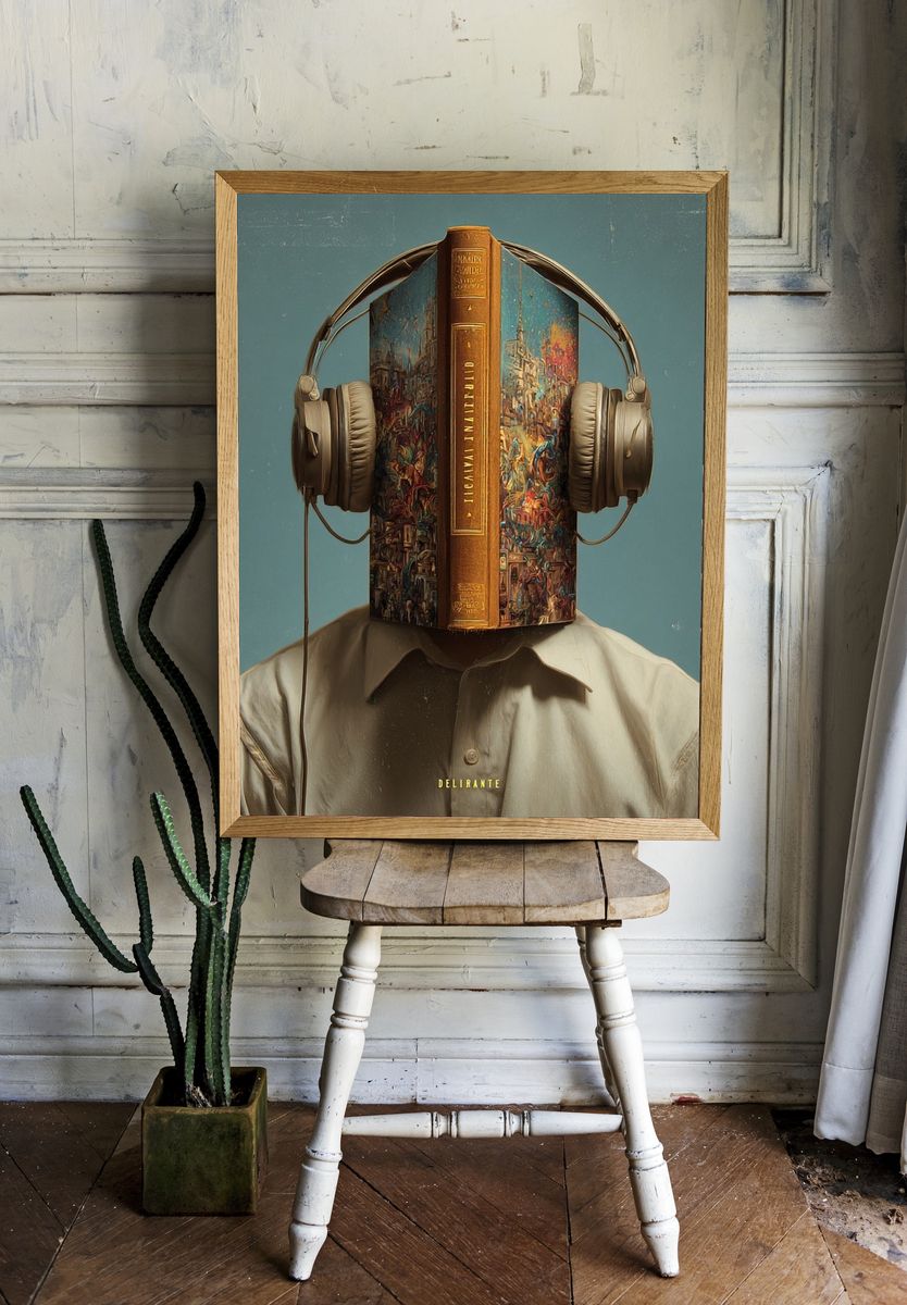 Headphone Book Surrealism Print. — room view 1