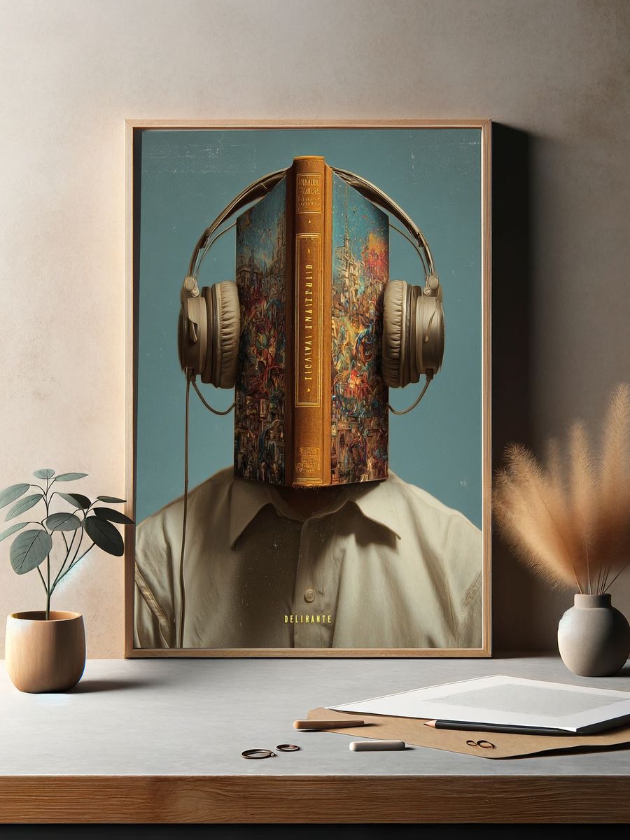 Headphone Book Surrealism Print. — room view 2
