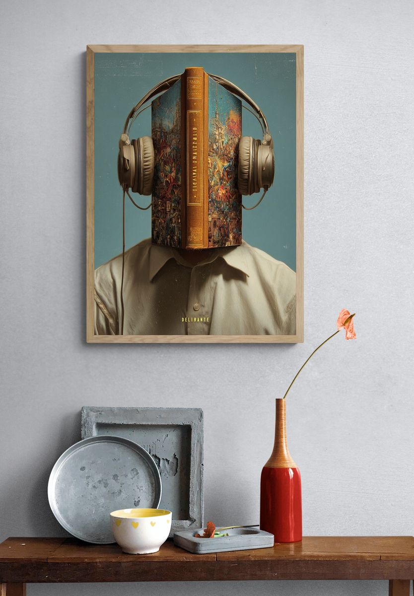 Headphone Book Surrealism Print. — room view 3