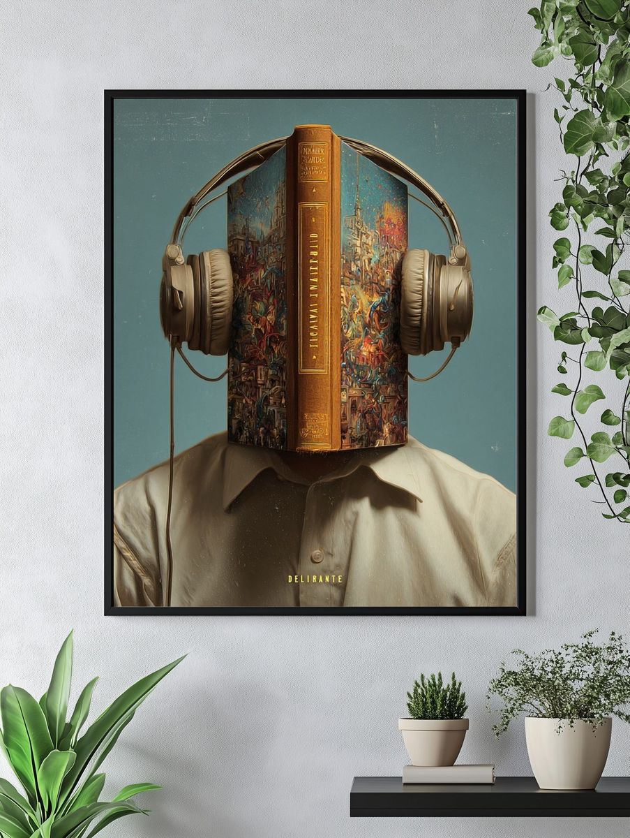 Headphone Book Surrealism Print. — room view 4