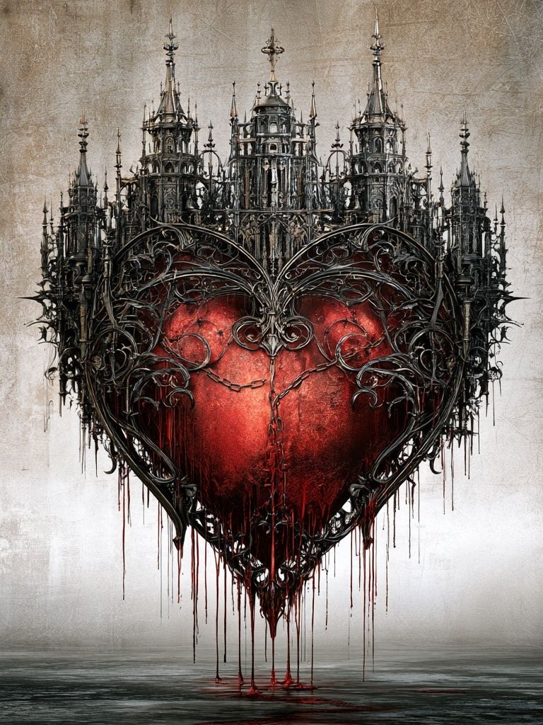 Gothic Heart Surrealism Print. poster detail
