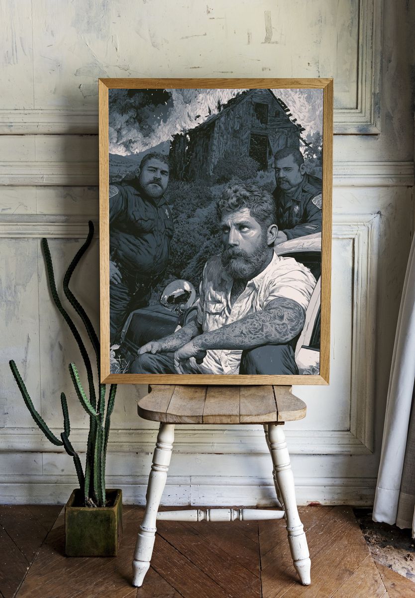 Cinematic Rural Standoff Poster. room preview
