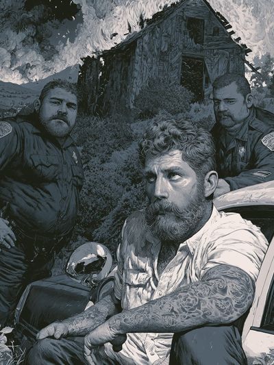 Cinematic Rural Standoff Poster. poster