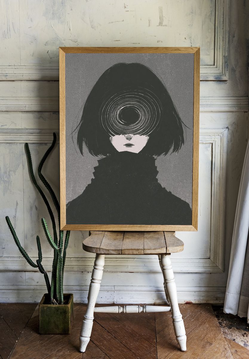 Surreal Girl Portrait Print. room preview