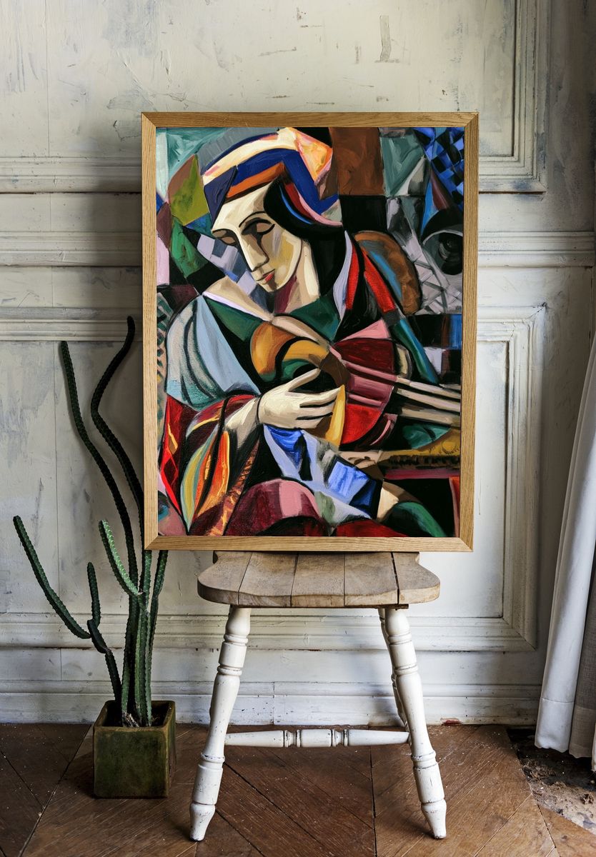 Abstract Woman with Guitar Poster. room preview