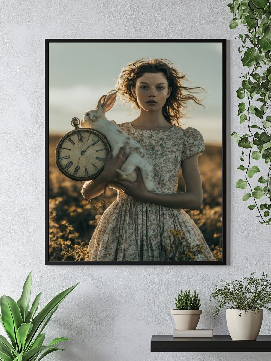 Alice with Rabbit and Clock Print. — room view 4