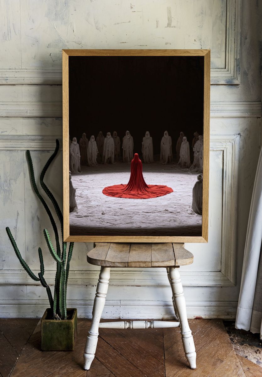 Red Cloaked Circle — Surrealism Print. — room view 1
