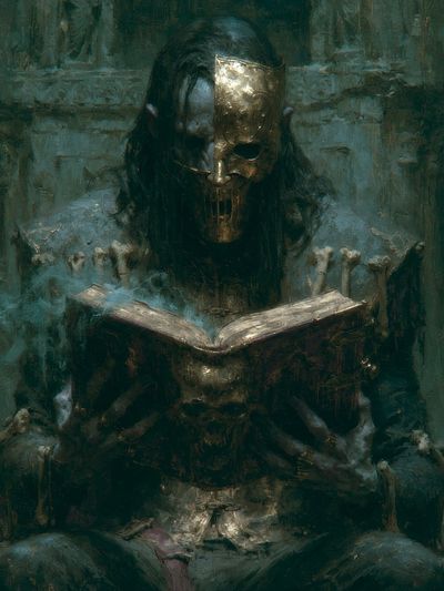 Masked Reader Dark Fantasy Print. poster