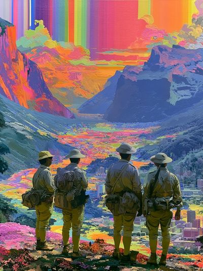 Surreal Mountain Vista Print. poster