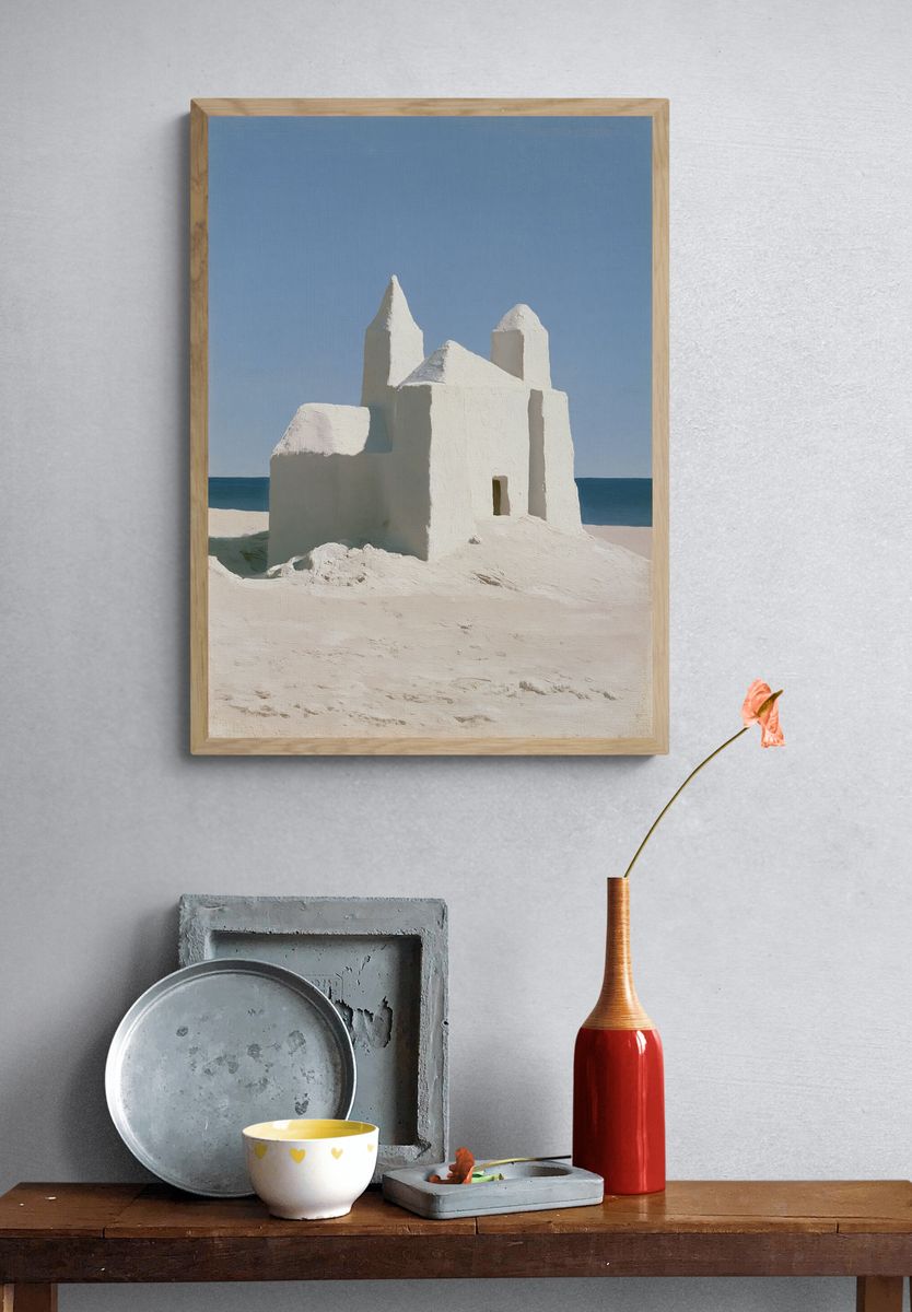 White Sand Castle by the Sea Print. — room view 3
