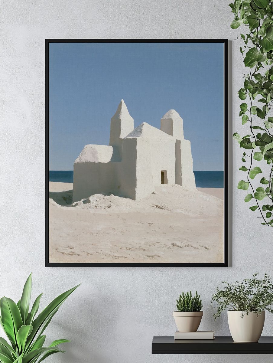 White Sand Castle by the Sea Print. — room view 4
