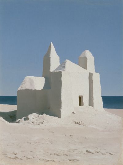 White Sand Castle by the Sea Print.