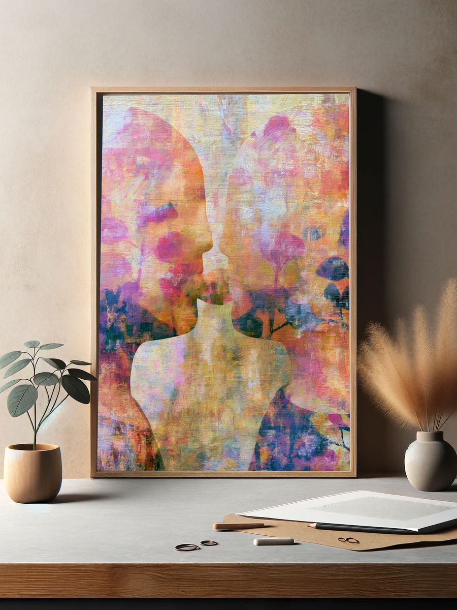 Abstract Faces Colorful Poster. — room view 2
