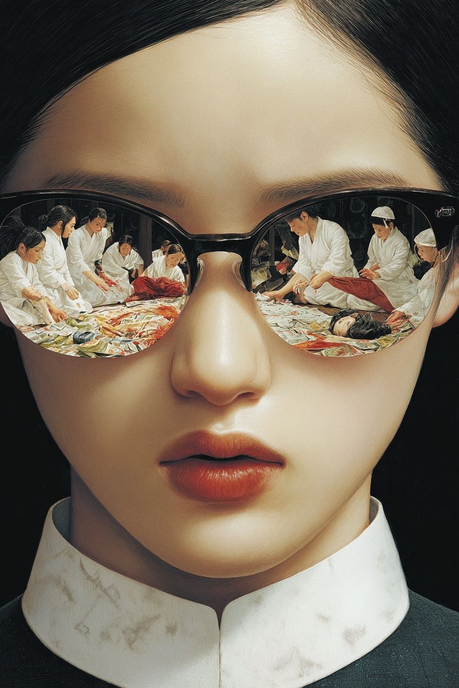Surreal Sunglasses Portrait Print. poster detail