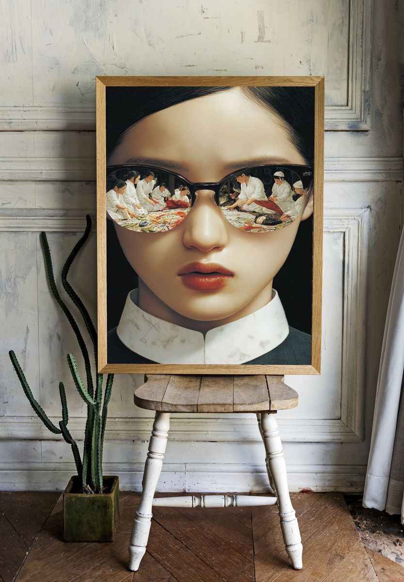 Surreal Sunglasses Portrait Print. — room view 1