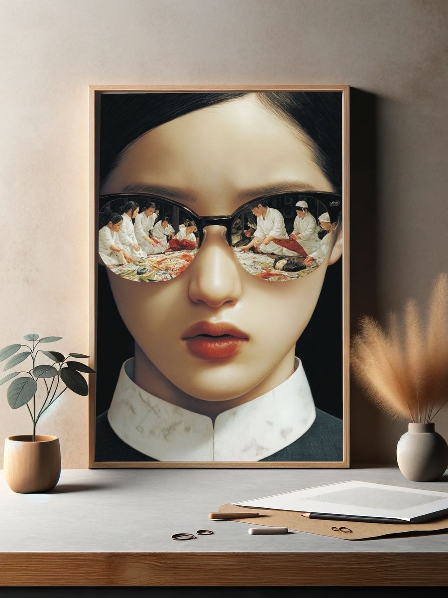 Surreal Sunglasses Portrait Print. — room view 2