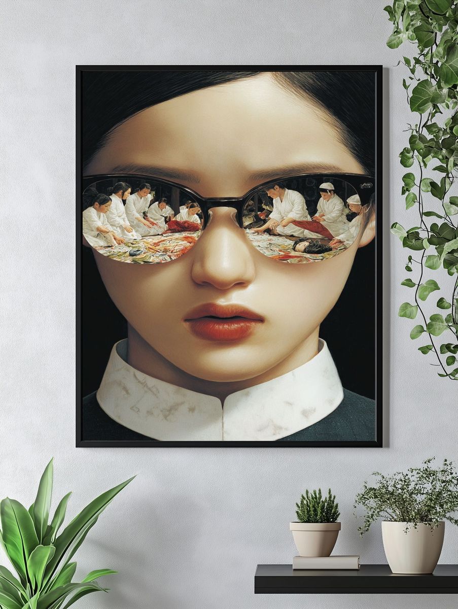 Surreal Sunglasses Portrait Print. — room view 4