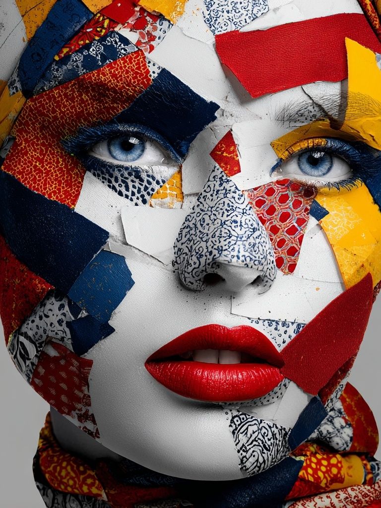 Colorful Collage Portrait Print. poster — fine-art art