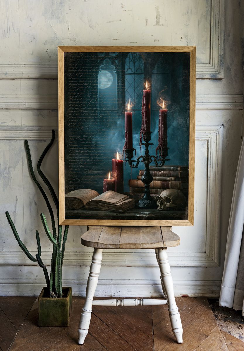 Gothic Candle Still Life Poster. — room view 1